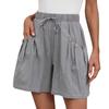 Women's Casual Wide Leg Shorts With Elastic Waist And Double Pocketed Pants