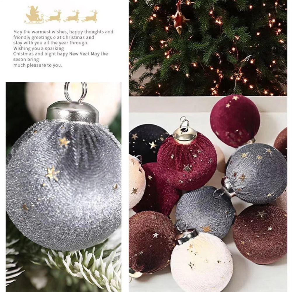 12Pcs/set Creative Flocking Christmas Ball Shiny Xmas Tree Hanging Pendants  Party Decorations