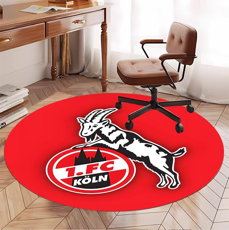 FC Köln Muster Runder Teppich, Innen-/Außenmatte, für Picknick, Spielzimmer, Schlafzimmer, Büro, Wohnzimmer, Heimdeko Teppich, Geburtstagsgeschenk