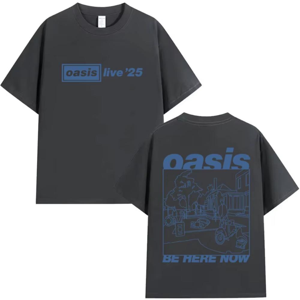 Gothic Graphic European and American 2025 Trendy Oasis Rock Music Casual Men Women Tee Cotton Loose Hip Hop Short-sleeved Tshirt