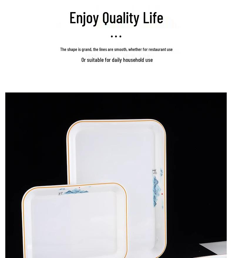 Commercial Rectangular Melamine Serving Tray for Cake, Dessert, Bread, Tea, and Fast Food Display
