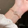 Elegant Floral Alloy Bracelet With Sparkling Zirconia For Women Summer Fashion Accessory