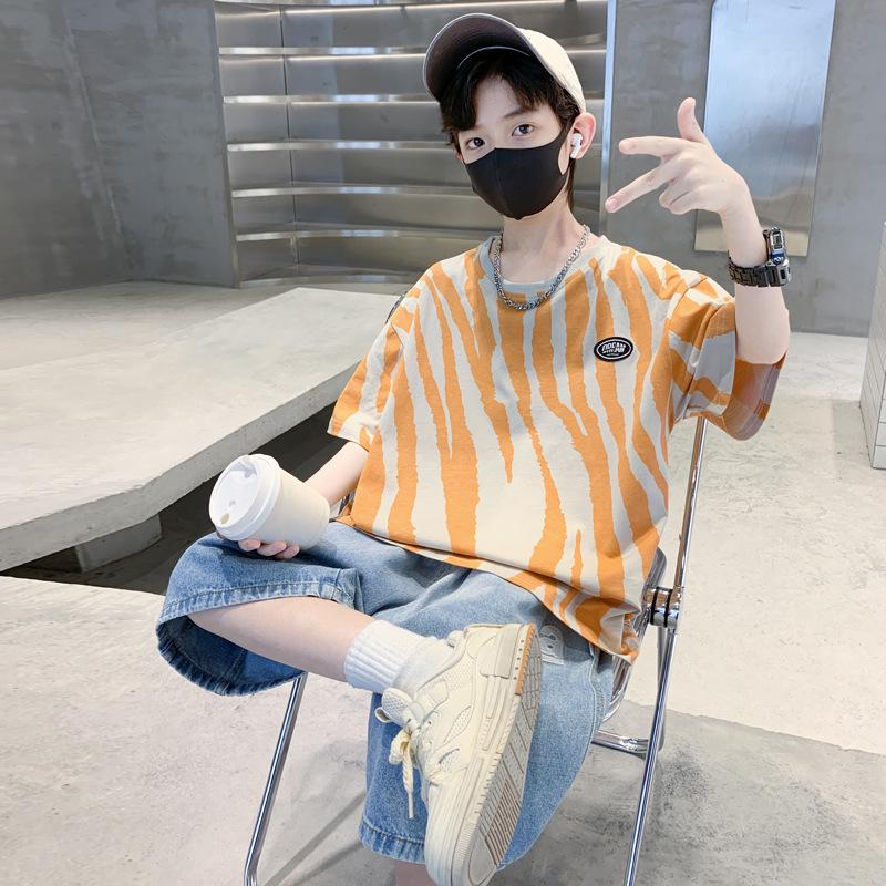 Children's Fashion Casual Set 2025 Summer Boys Thin Handsome Short-sleeved T-shirt Set