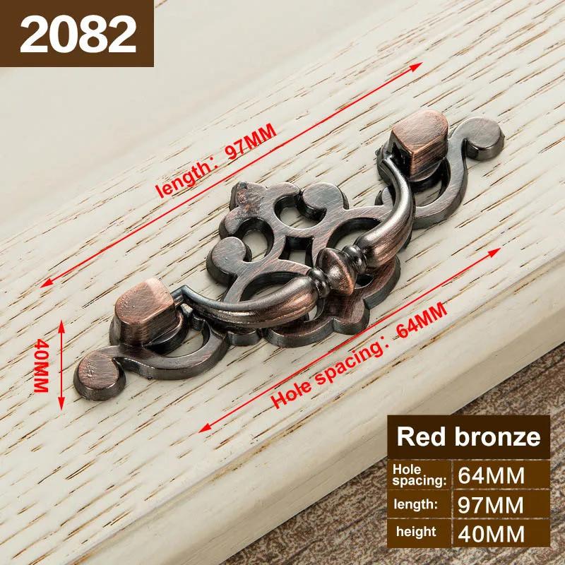 Red Bronze Handle Kitchen Door Knob Cabinet Drawer Closet Antique Shabby Chic Handles Dresser Knobs Furniture pulls
