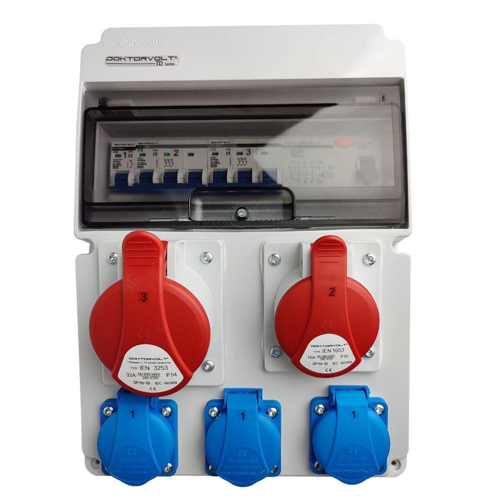 Construction Distribution Board 32A 16A 3X230V Portable Erbetka Protected