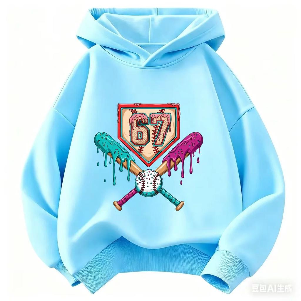 67 Kid Ice Cream Drip Meme Funny Six Seven Gen Alpha Slang Hoodies 6-7 Boys Girls Winter Hoodies