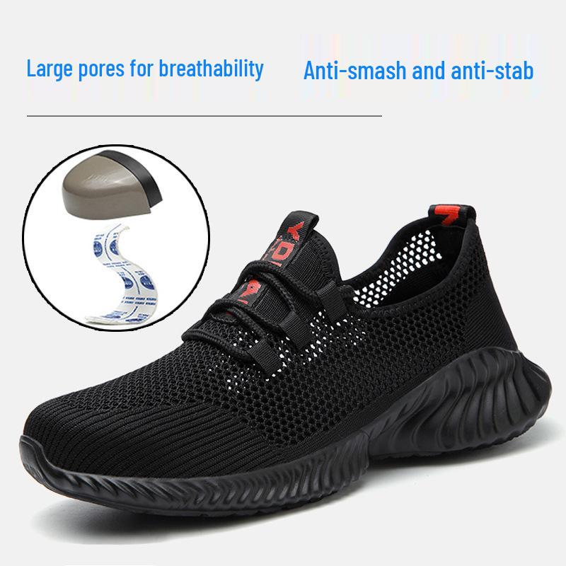 Anzhi Letnie Oddychające Buty Bezpieczeństwa z Podnoskiem Stalowym - Lekkie, Odporne na Zgniecenia, Odporne na Przebicie Buty Robocze.