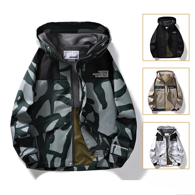 Coat New Outdoor Hooded Men's Casual Trendy Spring and Autumn Workwear Hooded Fashion Jacket Loose Clothes