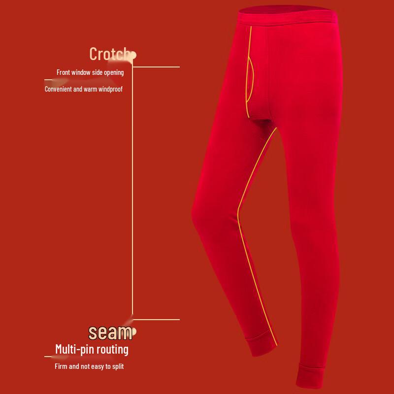 Lonsa Men's Red 100% Cotton Thermal Long Johns