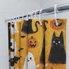 Halloween-themed Ghost Black Cat Pumpkin Halloween Shower Curtain Decorative Waterproof Bath Mat Bathroom Accessories Orange Y