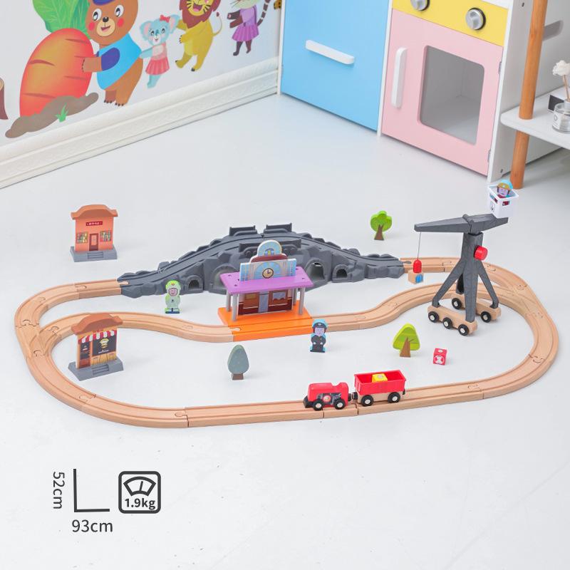 Diy Wooden Bell Tower Station Track Set Compatible with All Brands of Railway Road Accessories Assemble Toys for Children