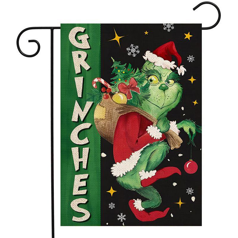 Steag de Grădină de Crăciun Grinch Decor Festiv pentru Curte In Imprimat Față-Verso In