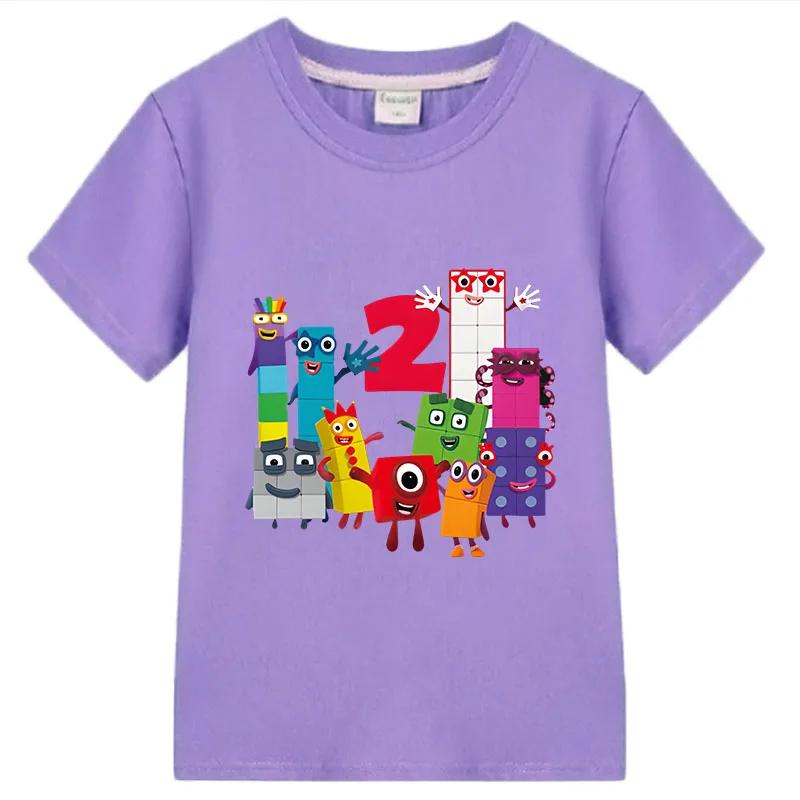 

Fashion Funny NumberBlocks Clothes Kids T-shirt Cotton Shorts Tops Anime T-shirt boys girls одяг y2k Літній дитячий одяг 130 фіолетовий