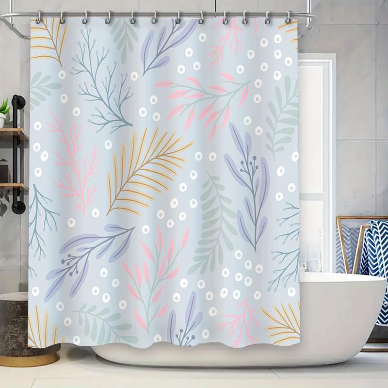 

Colorful Floral Pattern Shower Curtain Waterproof Bath Decor for Bathroom Decoration Home Accessories Light Blue, Green Pink 90x180cm
