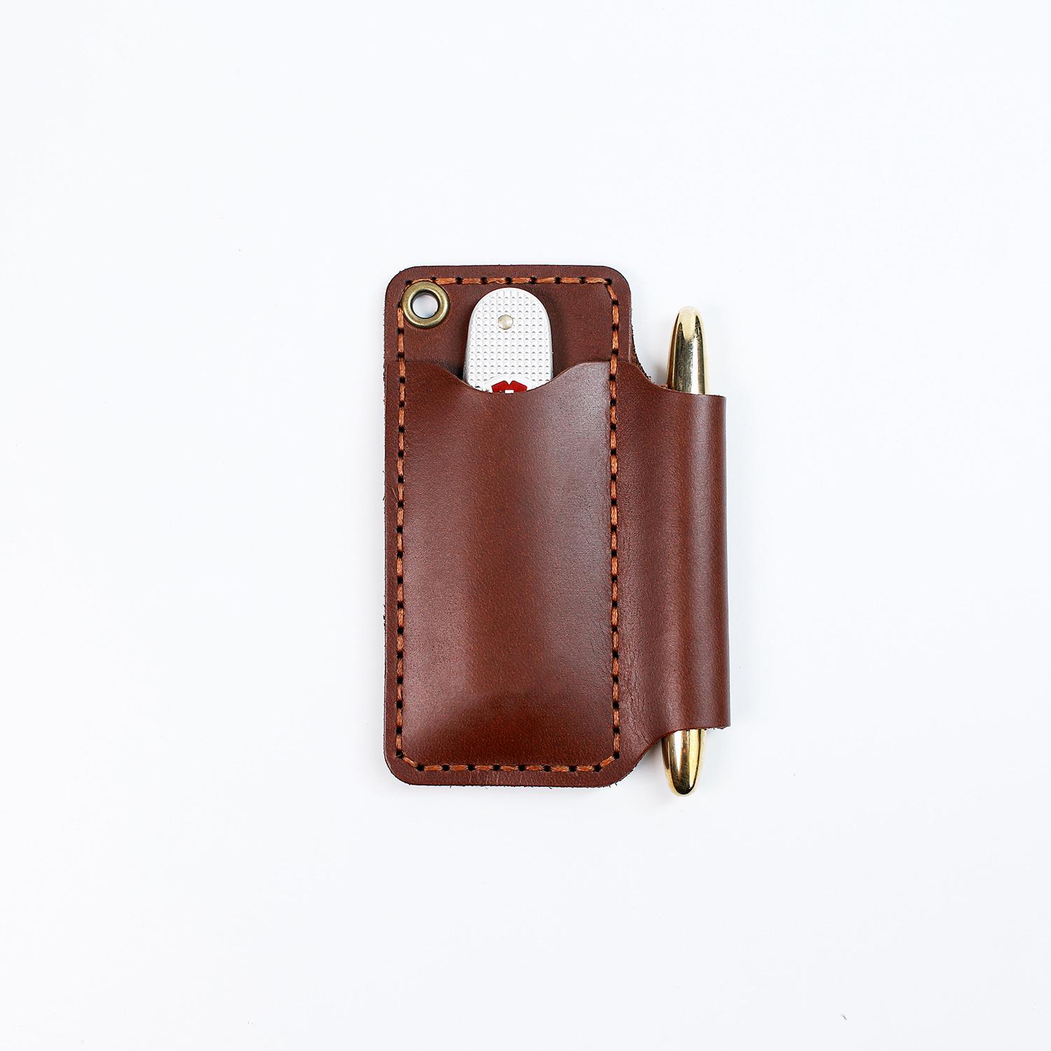 

Leather Kit Multifunctional Portable Storage Tool Bag Mini Compact Bag High-End Handmade коричневый