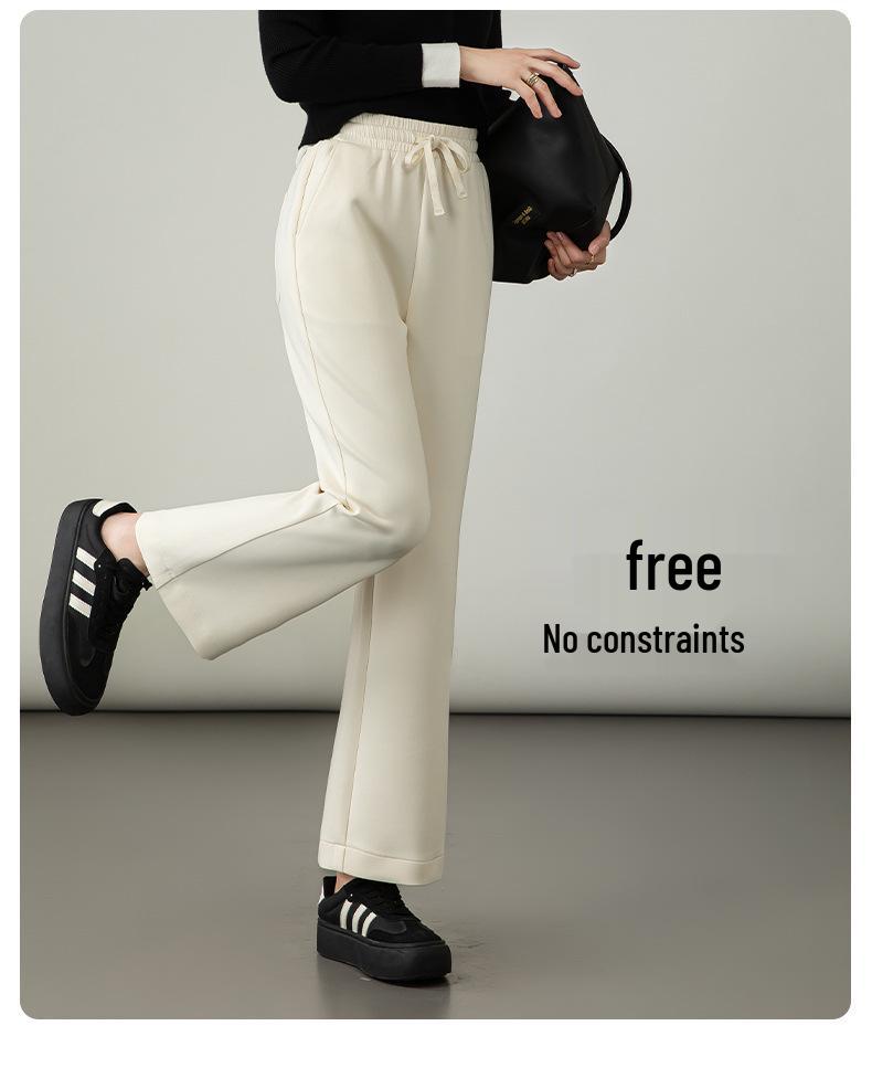 Women's High-Waisted Slimming Gray Cropped Flare Pants - Modal Cotton, Spring/Autumn 2025