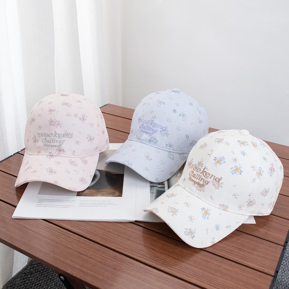 Korean Fresh Little Floral Baseball Cap Girl Ins Sweet Age-reducing Cap Spring and Summer Visor Hat Shows Small Face
