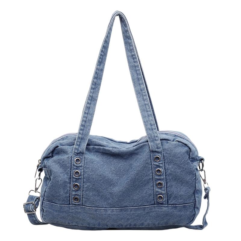 Fashi Retro Denim Zipper Large Capacity Shoulder Bag  Casual Women s Crossbody Bags Best-selling Vintage Style Handbag светло-синий