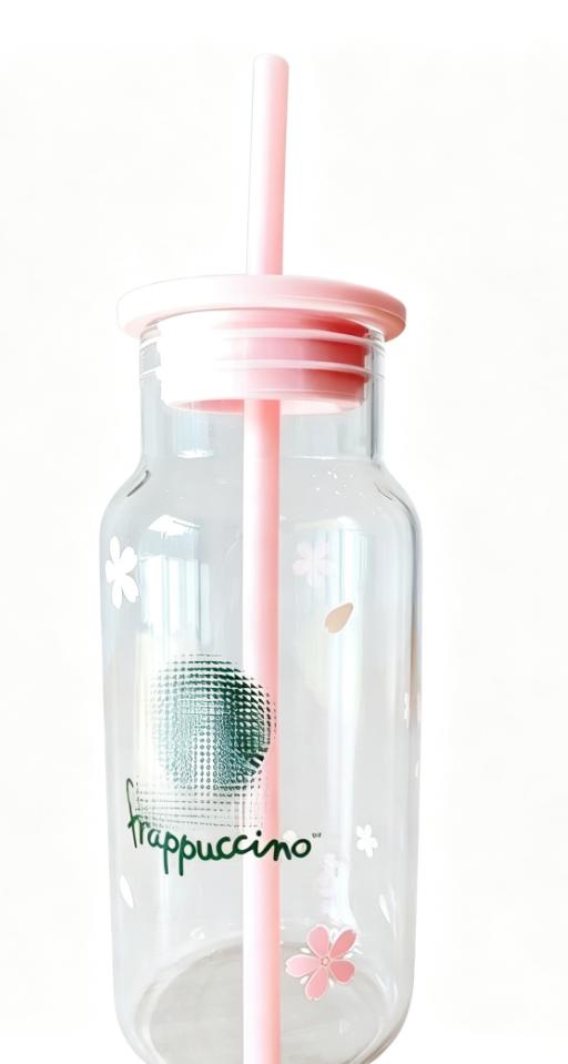 Starbucks Japan Sakura 2026 Pink Glass Cup – 473ml Tumbler with Straw, Cherry Blossom Design, Perfect Gift for Her Less