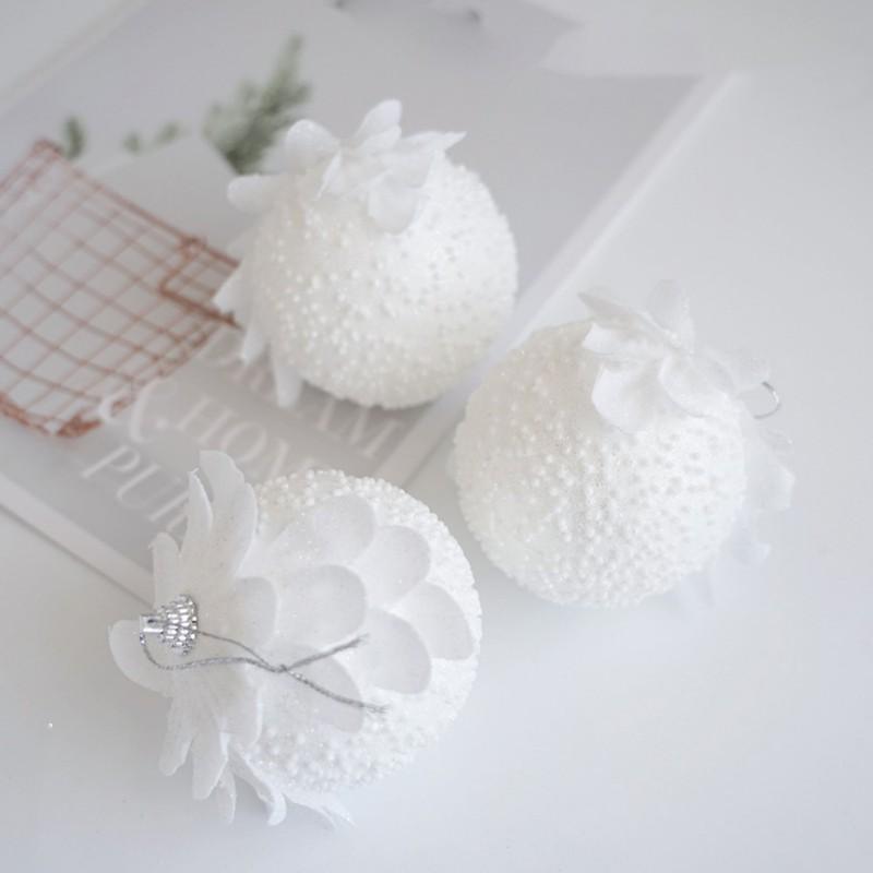 2/3/6/12pcs Decorative Hanging Christmas Ball Pendant Foam White Feather Fantasy Fairy Tale Decoration Christmas PVC Pendant 8cm