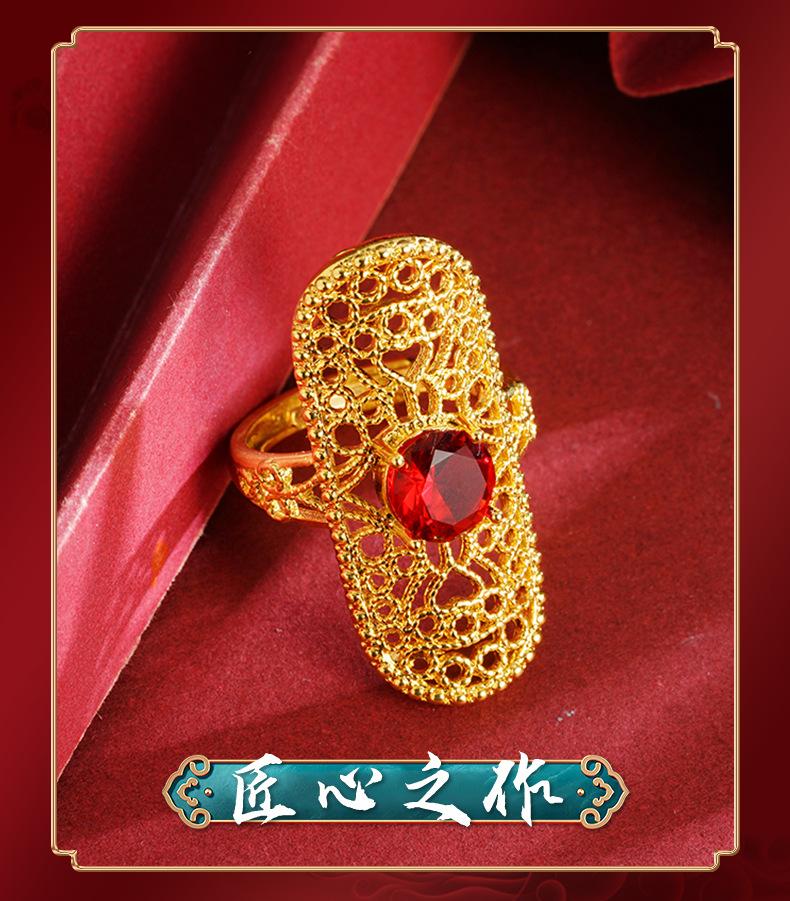 24K Gold Au999 Hollow Fortune Adjustable Ring Women - Premium Pure Gold, Lightweight Hollow, Practical Adjustable