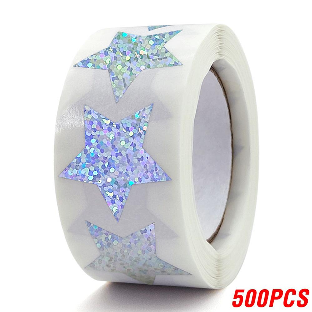 Exquisite 500Pcs Laser Blank Love Heart Stars Round Stickers 1Inch Handmade Decoration Holiday Birthday Party Sealing Label