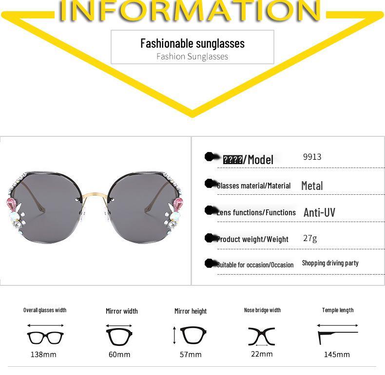 2024 Women's High-End Rhinestone Sunglasses: Slimming, Fashionable Anti-UV Sunshade