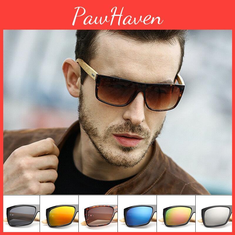Vintage New Mens Retro Sunglasses Bamboo Wooden Wood Frame Shades Uv400 Glasses