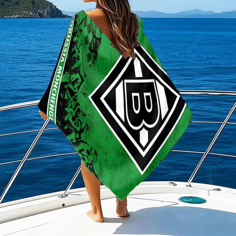 Grün Schwarz Borussia Strandtuch - Weiche, Saugfähige Mikrofaser, Leicht, Ideal für Den Strand, Partys, Reisen, Camping Fanartikel
