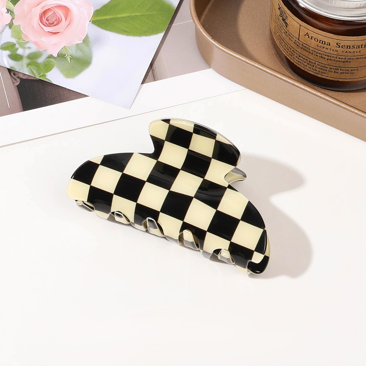 

1 шт. Заколки для волос в клетку, Зажим-краб для волос на затылке, Зажим-акула для хвостика, Подходит для тонких и густых волос