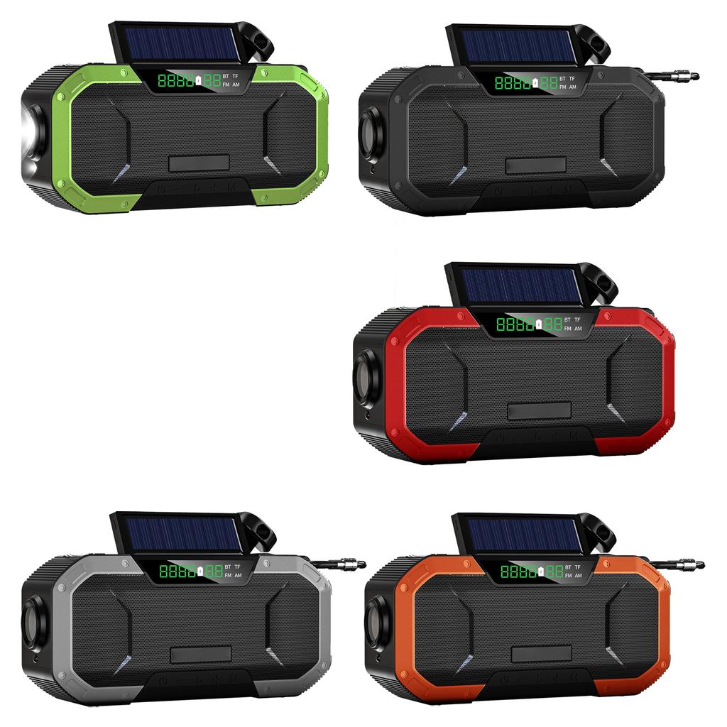 Multifunction Solar Radio Offering Hand Cranks USB C Charging FM AM Reception SOS Alarm IPX5 Protections for Hiking Trip