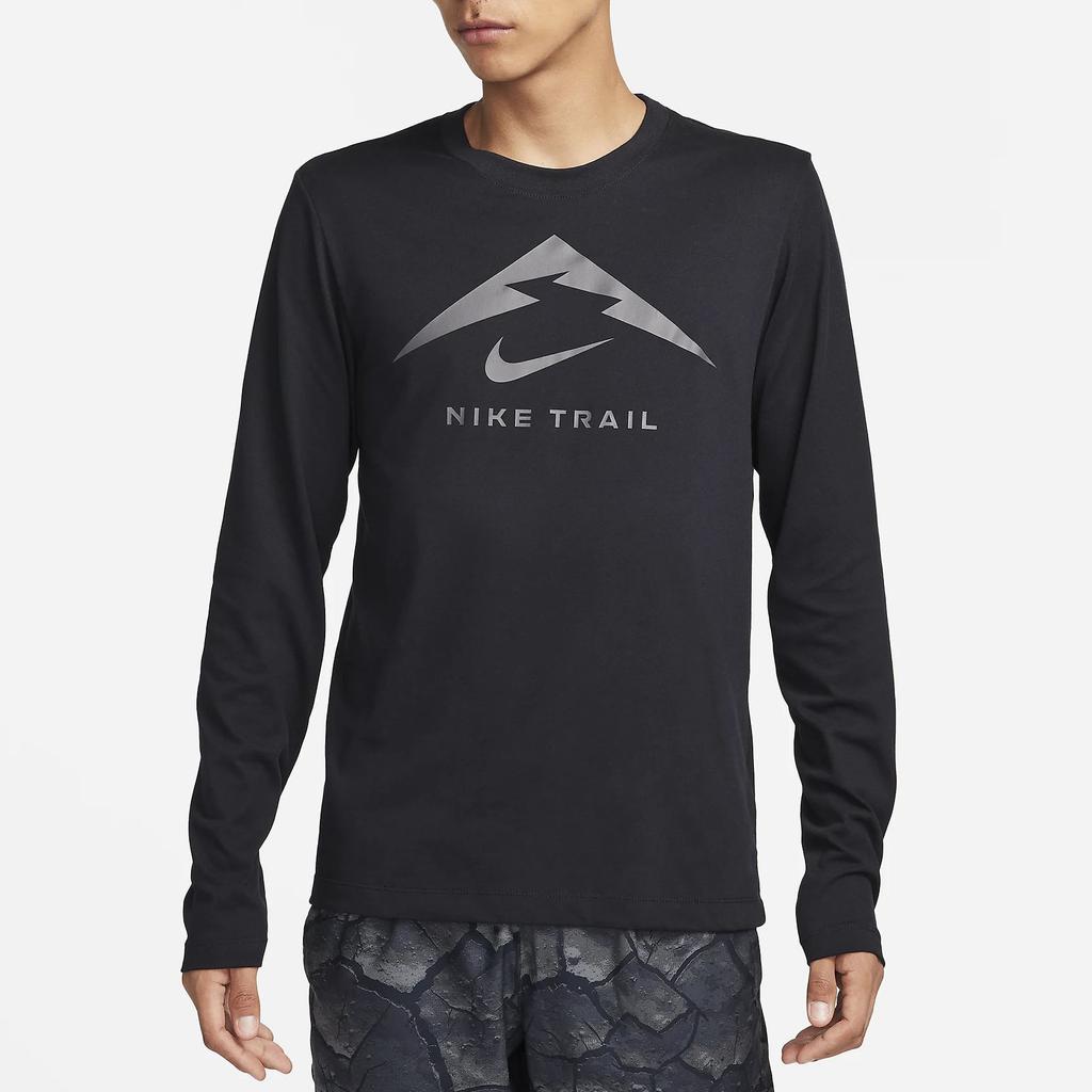 Nike Alphabet Geometric Pattern Print Crew Neck Long Sleeve T-Shirt Men Tops Black FN0828-010