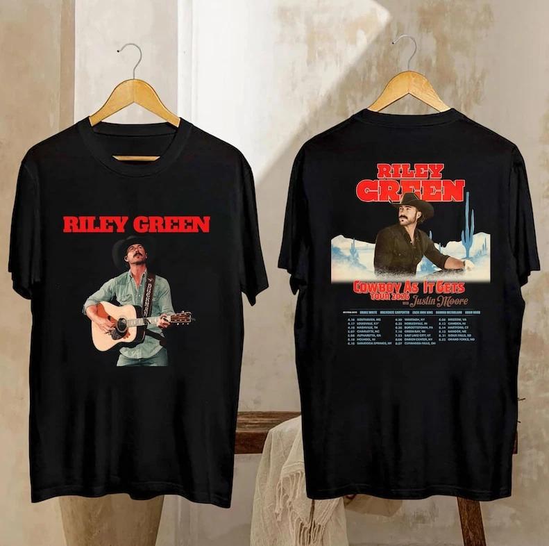 

Riley Green Tour 2026 T-Shirt | Cowboy As It Gets Country Music Merch M