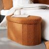 Oval Folding Storage Bench Bouclette "Teddy Moka" La Factory - Teddy Moka Amber