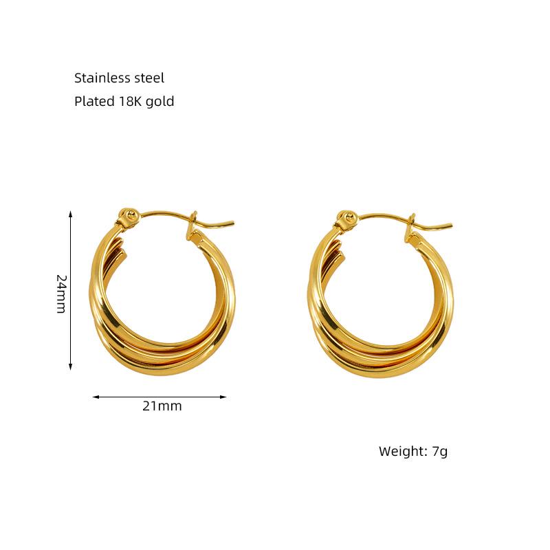 Vintage Geometric Irregular Stainless Steel Twist Hoop Earrings