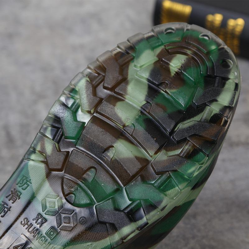 Double back men's rain shoes spring and autumn shoes low-top shoes cover feet waterproof shoes camouflage crystal sole PVC rubber shoes