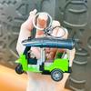 1Pc Three Wheeled Motorcycle Toy Tricycle Retro Simulation Model Keychain Diecast Autorickshaw Car Model Figure Toys For Kids