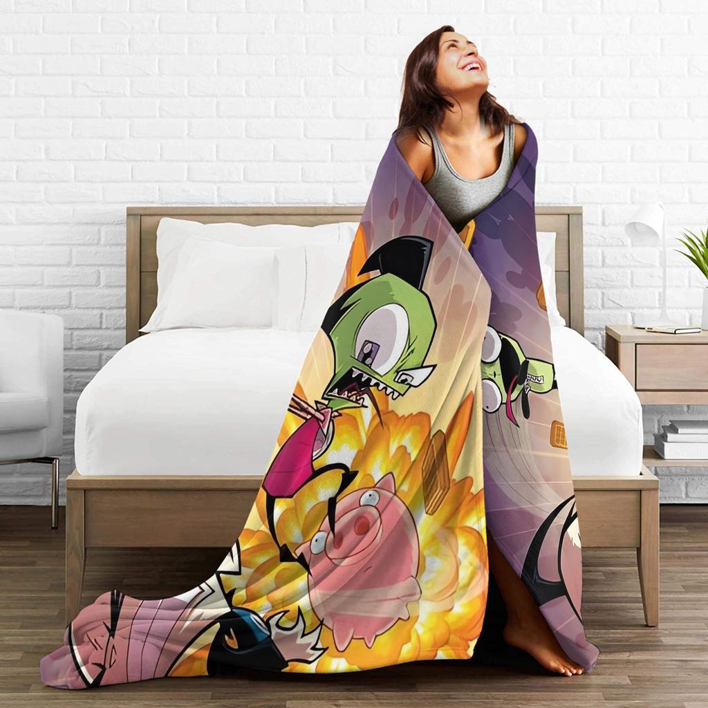 Invader Zim Movie Blankets Quality Warm  Throw Blanket Winter Picnic Couch Chair Funny Bedspread