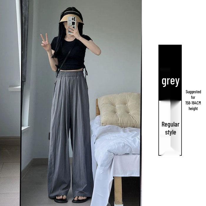 

Женские летние брюки с высокой посадкой, широкими штанинами и драпировкой - повседневный японский стиль моп 3XL (68-77 kg)