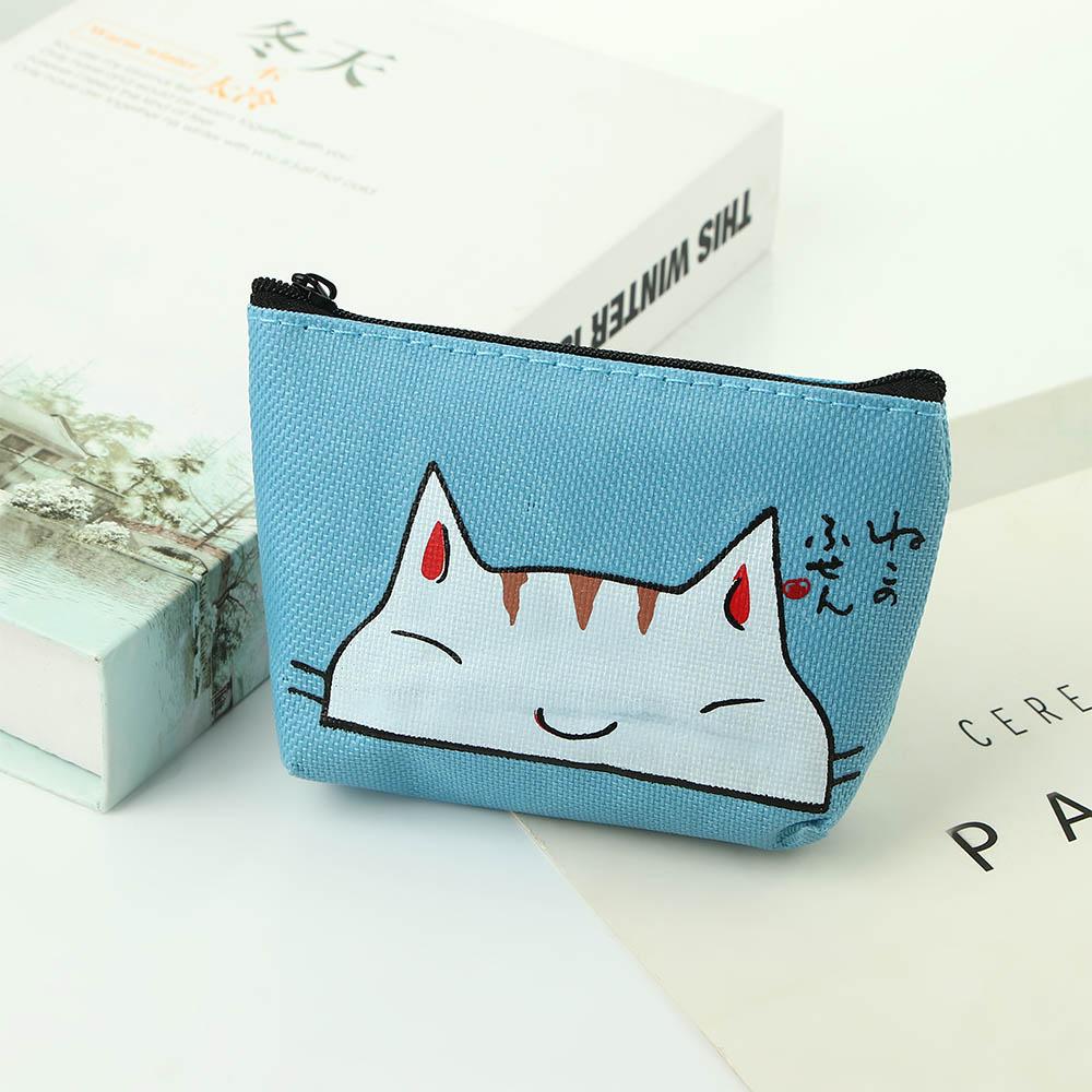 Cat Print Oxford with Zipper Cartoon Women Wallets Card Holders Korean Money Bag Small Coin Purse