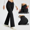 European and American Cross-Waist Flare Yoga Fitness Pants - Women's Black Base Layer