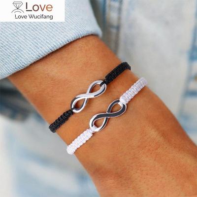 Unendliche Zeichen Handgemachte Schwarz/Weiß Seil Geflecht Armband Armreif Für Frauen Männer Charme Einstellbar Manschette Schmuck Geschenk Freeshipping