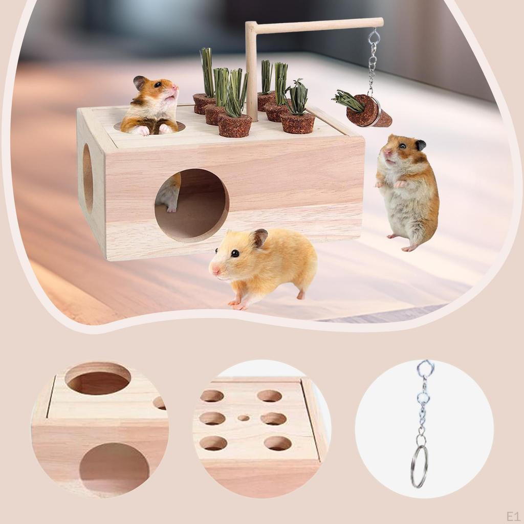 Hamster Hideout Wooden House Guinea Pig Tunnel Fun Cage Decor Small Animal Toys for Syrian