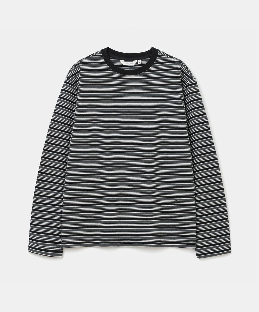 UNIFORM BRIDGE Multi Color Stripe L/S T-Shirt Black