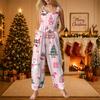 Women's Casual Sleeveless Cotton Jumpsuit with Christmas Print