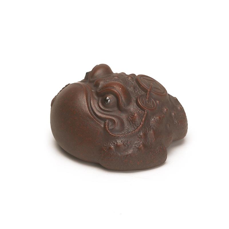 Purple Sand Golden Toad Tea Pet Yixing,Three Legged Golden Toad Purple Mud Tea Pets Ornament,Kung Fu Tea Set Kawaii Accessories