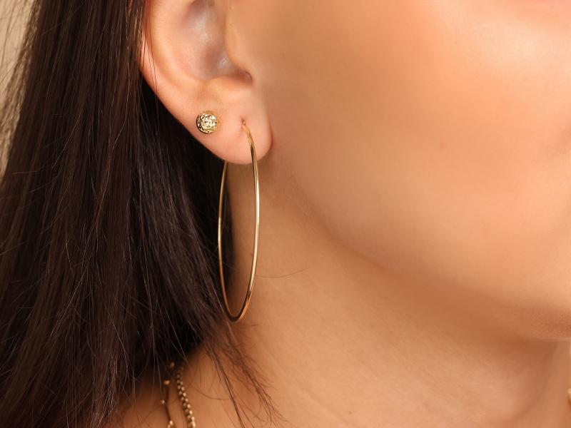 375 gold ball earrings, diamond stud balls, 0.48g, 9kt studs