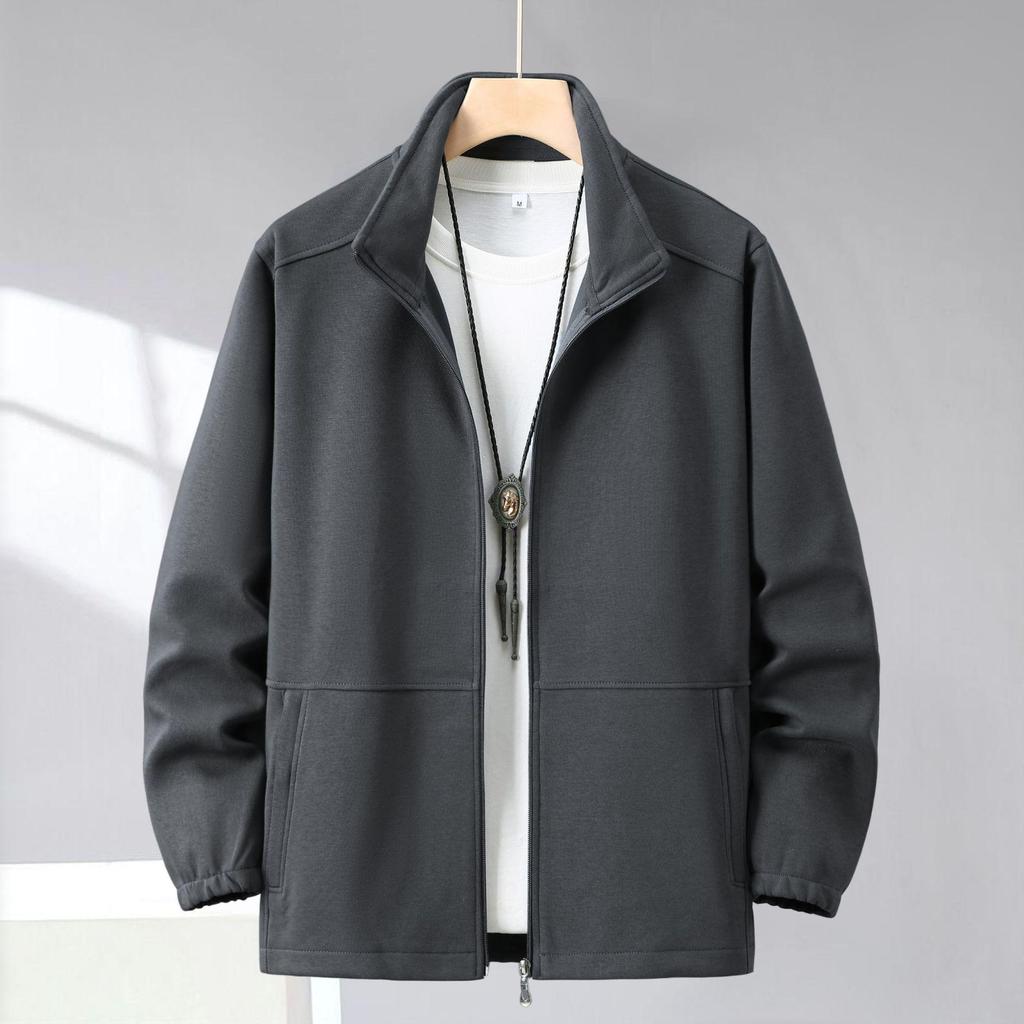 Herren Trendiger Herbst/Winter Revers-Cardigan - Milchseide, Stehkragen, Lässiger Stil