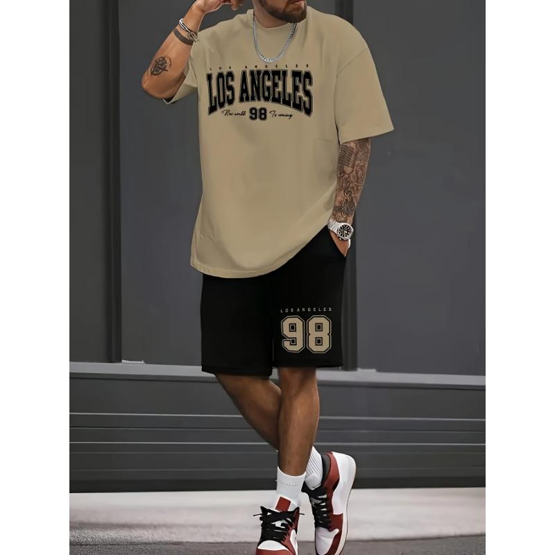 Sommer Herren Chicago-Thema Entspanntes Set Größe 32 Bedrucktes T-Shirt und Shorts Set Erwachsenen Sport Lässig Übergröße Zweiteiliges Set
