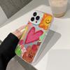 Graffiti Heart Case for iPhone 16 Pro Max and iPhone 15 Pro, New Color Silver 14/13, High-End Feel